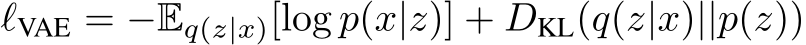  ℓVAE = −Eq(z|x)[log p(x|z)] + DKL(q(z|x)||p(z))
