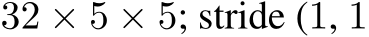  32 × 5 × 5; stride (1, 1