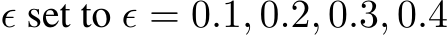  ϵ set to ϵ = 0.1, 0.2, 0.3, 0.4