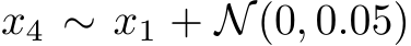  x4 ∼ x1 + N(0, 0.05)