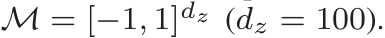  M = [−1, 1]dz (dz = 100).