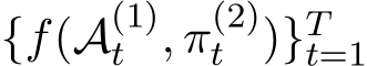  {f(A(1)t , π(2)t )}Tt=1 