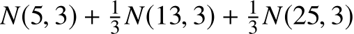 N(5, 3) + 13 N(13, 3) + 13 N(25, 3)