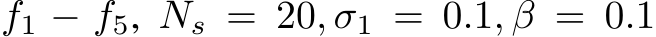  f1 − f5, Ns = 20, σ1 = 0.1, β = 0.1