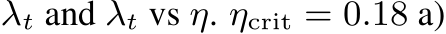  λt and λt vs η. ηcrit = 0.18 a)