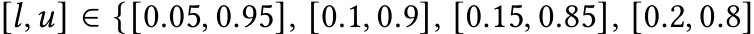  [𝑙,𝑢] ∈ {[0.05, 0.95], [0.1, 0.9], [0.15, 0.85], [0.2, 0.8]