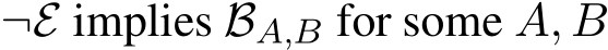  ¬E implies BA,B for some A, B