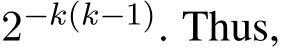  2−k(k−1). Thus,