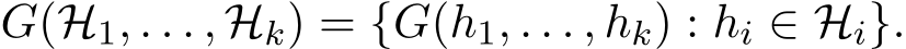  G(H1, . . . , Hk) = {G(h1, . . . , hk) : hi ∈ Hi}.