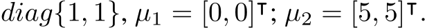 diag{1, 1}, µ1 = [0, 0]⊺; µ2 = [5, 5]⊺.