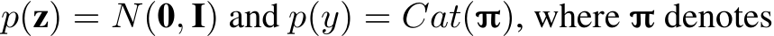  p(z) = N(0, I) and p(y) = Cat(π), where π denotes