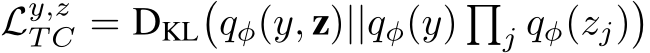 Ly,zT C = DKL�qφ(y, z)||qφ(y) �j qφ(zj)�