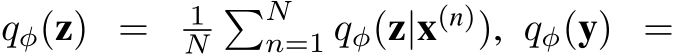  qφ(z) = 1N�Nn=1 qφ(z|x(n)), qφ(y) =