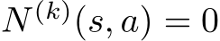 N (k)(s, a) = 0