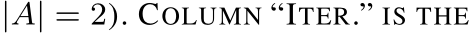  |A| = 2). COLUMN “ITER.” IS THE