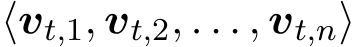  ⟨vt,1, vt,2, . . . , vt,n⟩