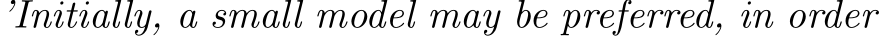  ’Initially, a small model may be preferred, in order