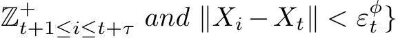 Z+t+1≤i≤t+τ and ∥Xi −Xt∥ < εφt }