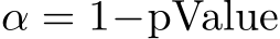 α = 1−pValue