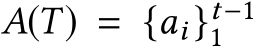 A(T) = {ai}t−11