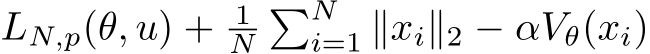  LN,p(θ, u) + 1N�Ni=1 ∥xi∥2 − αVθ(xi)