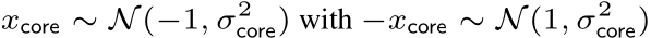  xcore ∼ N (−1, σ2core) with −xcore ∼ N (1, σ2core)