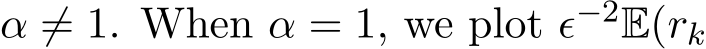  α ̸= 1. When α = 1, we plot ϵ−2E(rk
