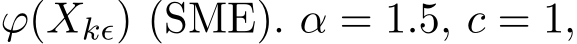  φ(Xkϵ) (SME). α = 1.5, c = 1,