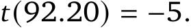  𝑡(92.20) = −5.