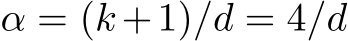 α = (k +1)/d = 4/d