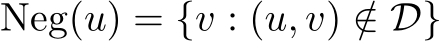  Neg(u) = {v : (u, v) /∈ D}