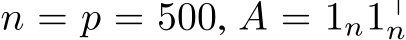  n = p = 500, A = 1n1⊤n