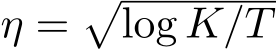  η =�log K/T