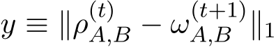  y ≡ ∥ρ(t)A,B − ω(t+1)A,B ∥1