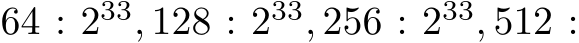  64 : 233, 128 : 233, 256 : 233, 512 :