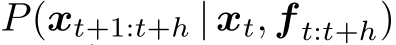  P(xt+1:t+h | xt, f t:t+h)