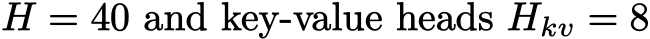  H = 40 and key-value heads Hkv = 8